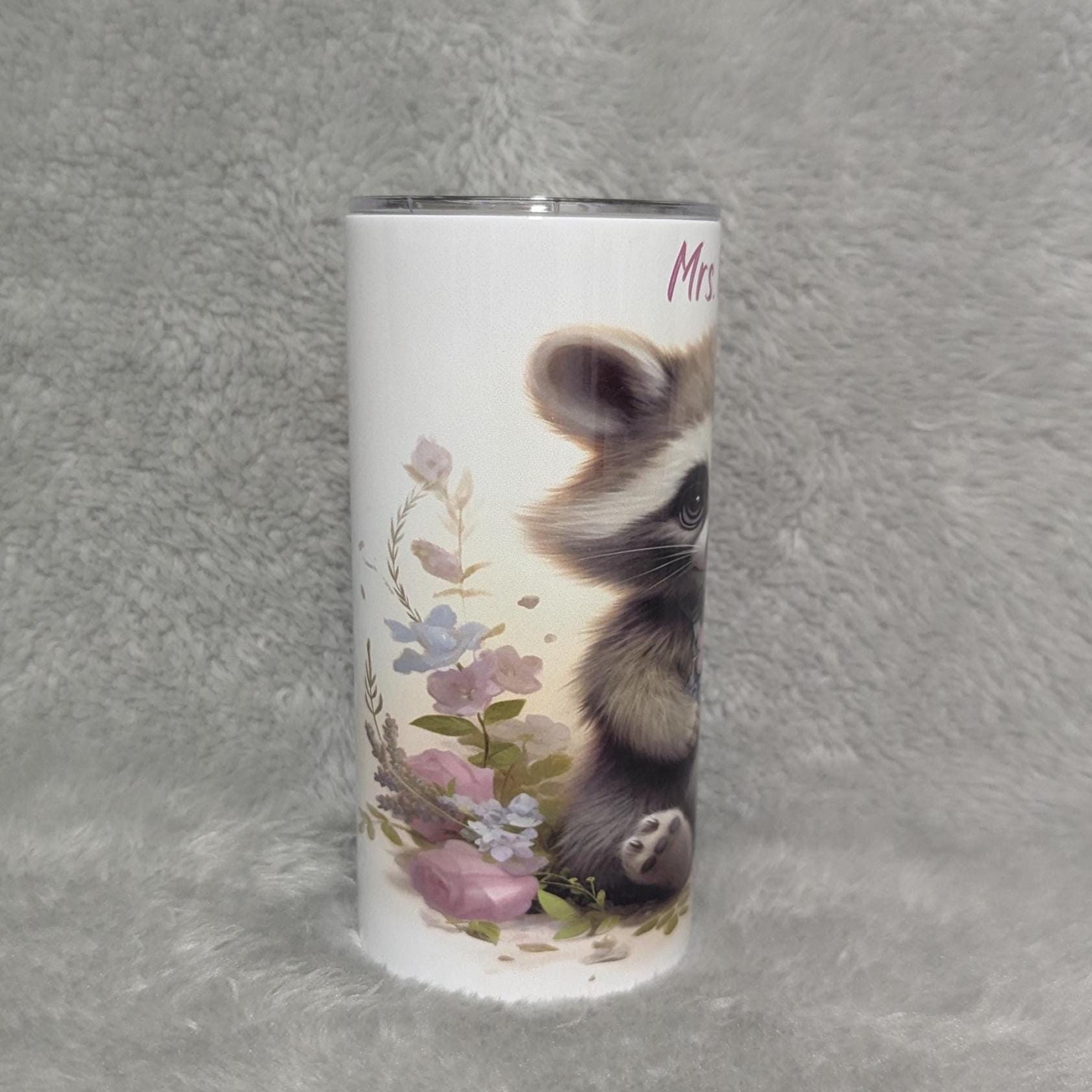 Kids Raccoon Tumbler with Lid and Straw, Great For Home or On The Go, Raccoon Lover Gift, Fun Cup For Kids, Can Be Personalized Kids Cup