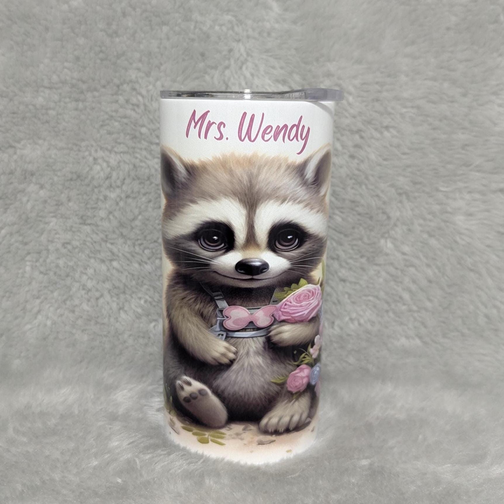 Kids Raccoon Tumbler with Lid and Straw, Great For Home or On The Go, Raccoon Lover Gift, Fun Cup For Kids, Can Be Personalized Kids Cup