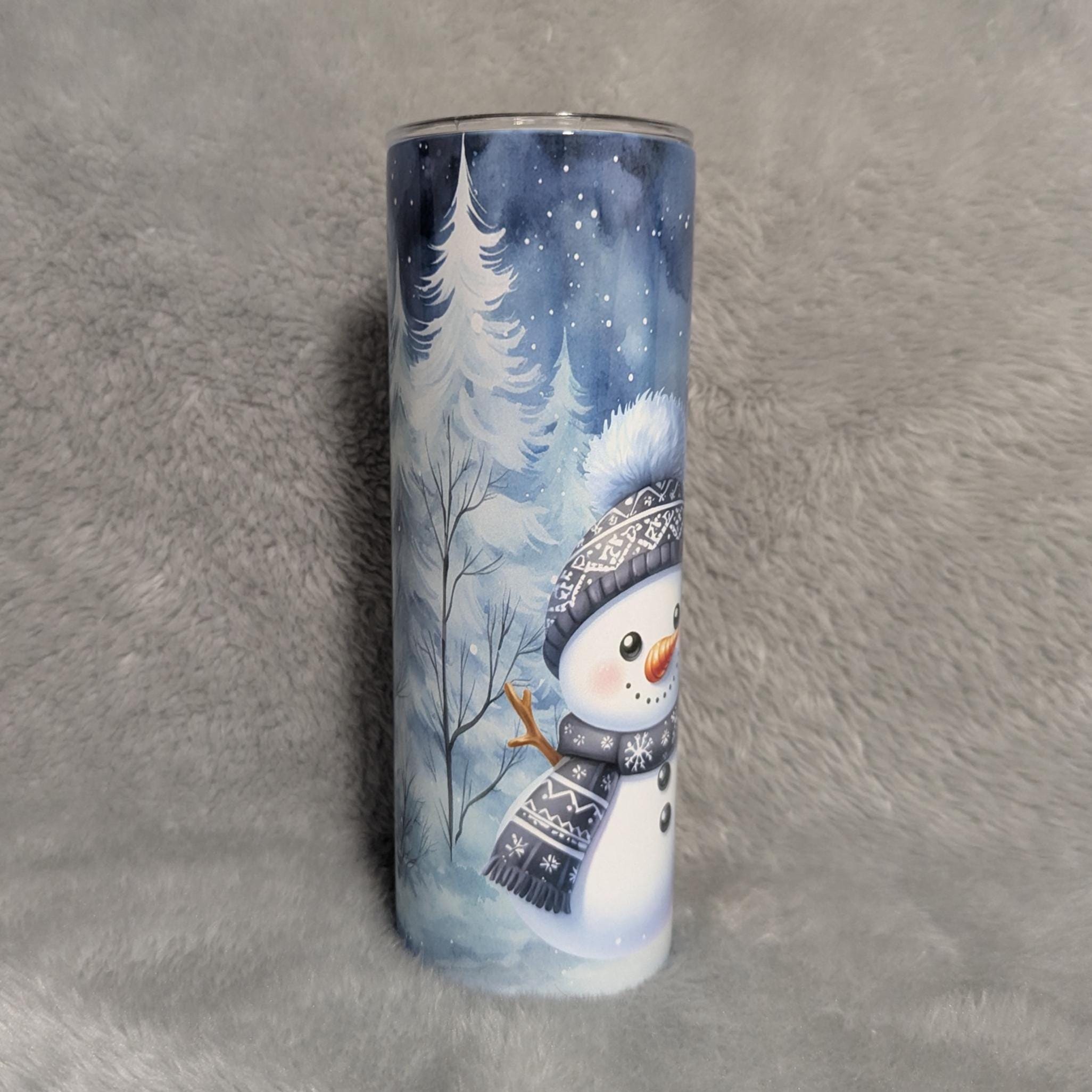 Festive Snowman and Penguin Tumbler Can Be Personalized - For Hot Or Cold Drinks, Includes A Reusable Straw, Christmas Party Gift