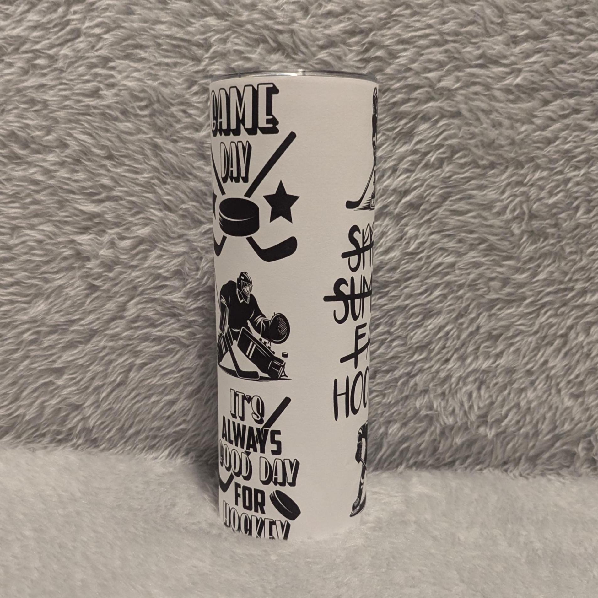 Hockey Tumbler with Reusable Straw - Perfect Gift for Hockey Fans, For Hot Or Cold Drinks Home Work Or On The Go