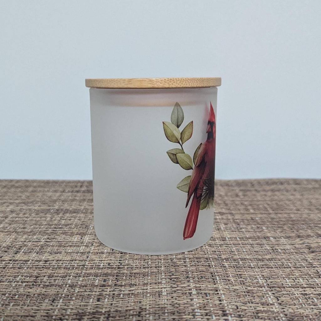 Cardinal Candle Holder With A Battery Operated Flickering Tea Light