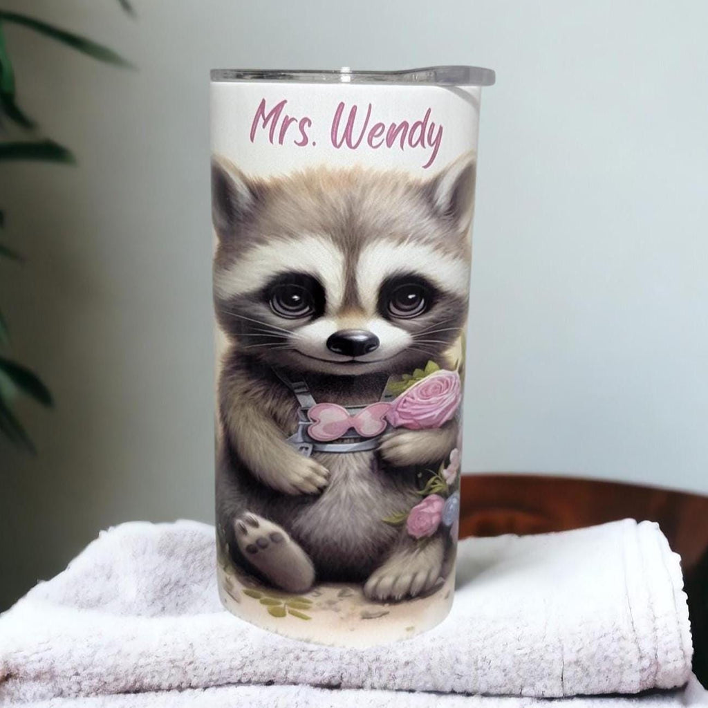 Kids Raccoon Tumbler with Lid and Straw, Great For Home or On The Go, Raccoon Lover Gift, Fun Cup For Kids, Can Be Personalized Kids Cup