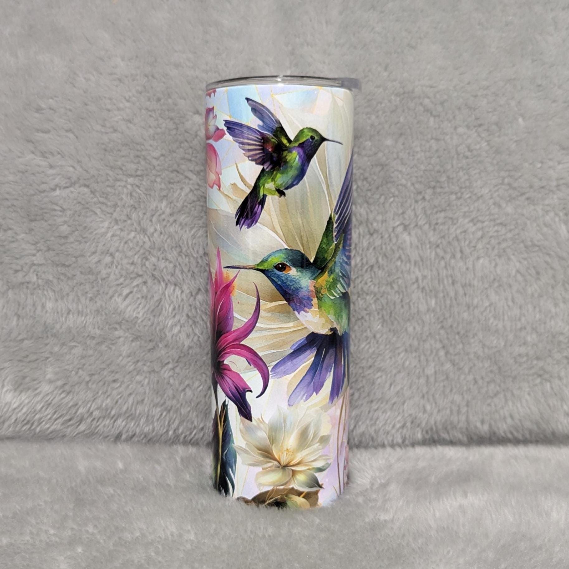 Beautiful Hummingbird Tumbler, Perfect Gift for Nature Lovers, 20oz Tumbler With Straw, Floral hummingbird Tumbler For Hot Or Cold Drinks