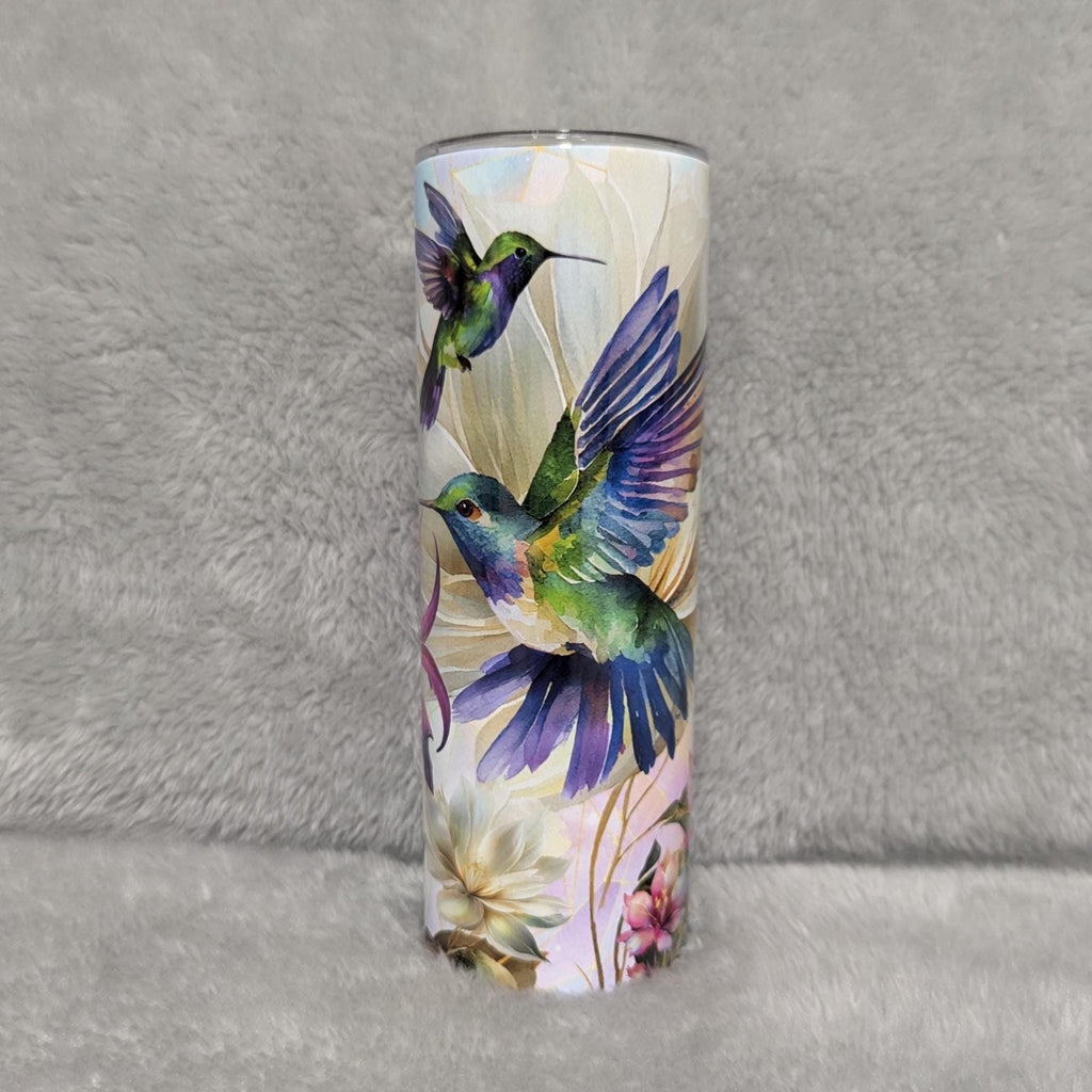 Beautiful Hummingbird Tumbler, Perfect Gift for Nature Lovers, 20oz Tumbler With Straw, Floral hummingbird Tumbler For Hot Or Cold Drinks