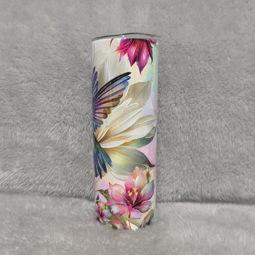 Beautiful Hummingbird Tumbler, Perfect Gift for Nature Lovers, 20oz Tumbler With Straw, Floral hummingbird Tumbler For Hot Or Cold Drinks