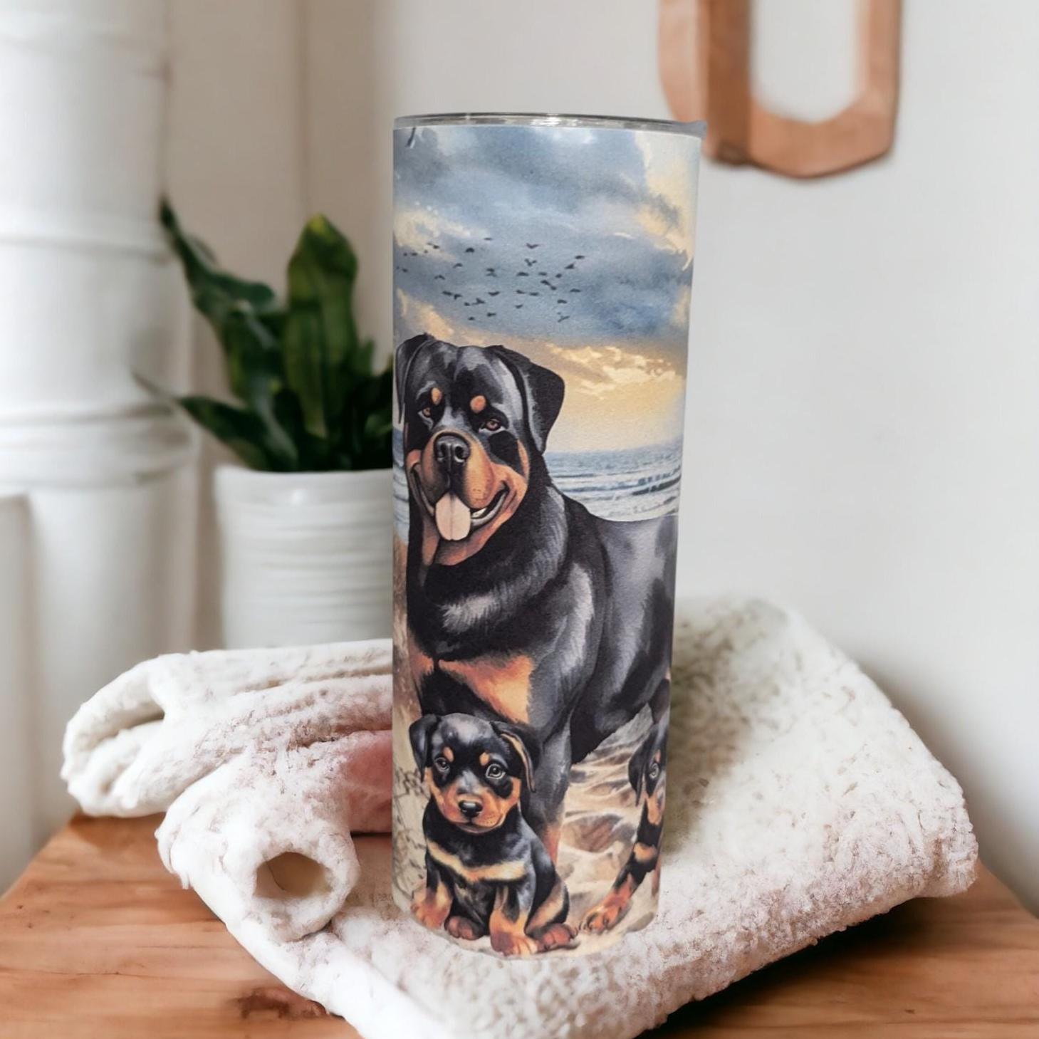 Rottweiler Tumbler Can Be Personalized Includes A Straw, Dog Cup With Name, Dog Lover Tumbler, Dog Lover Gift, Dog Lover Tumbler