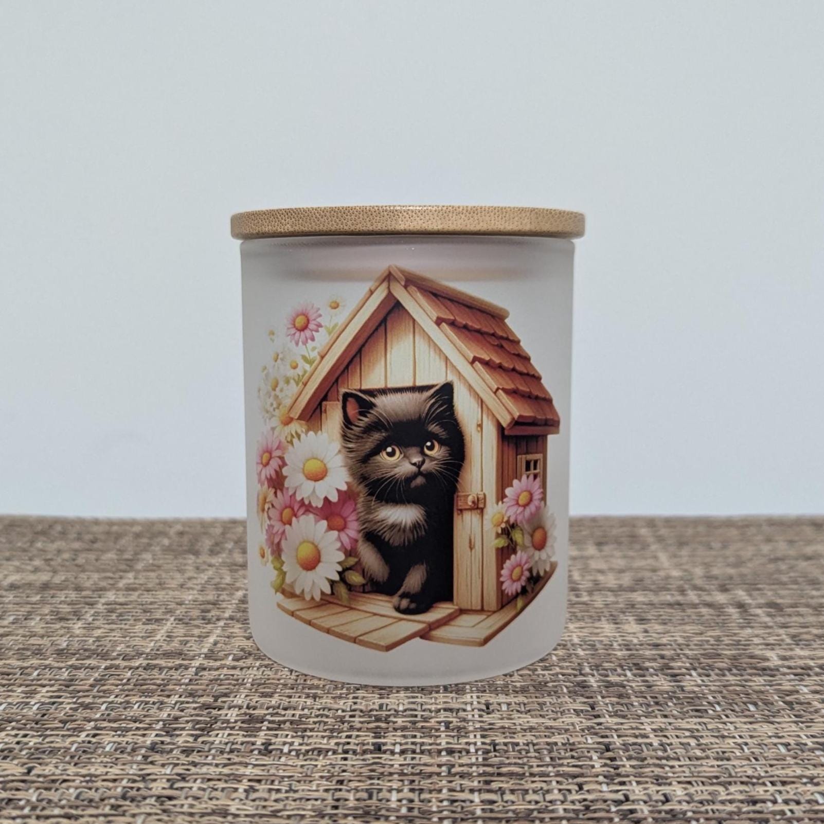 Black Kitten Candle Holder With A Battery Operated Flickering Tea Light