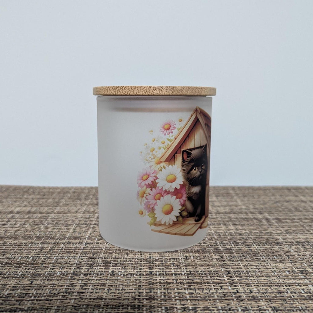 Black Kitten Candle Holder With A Battery Operated Flickering Tea Light