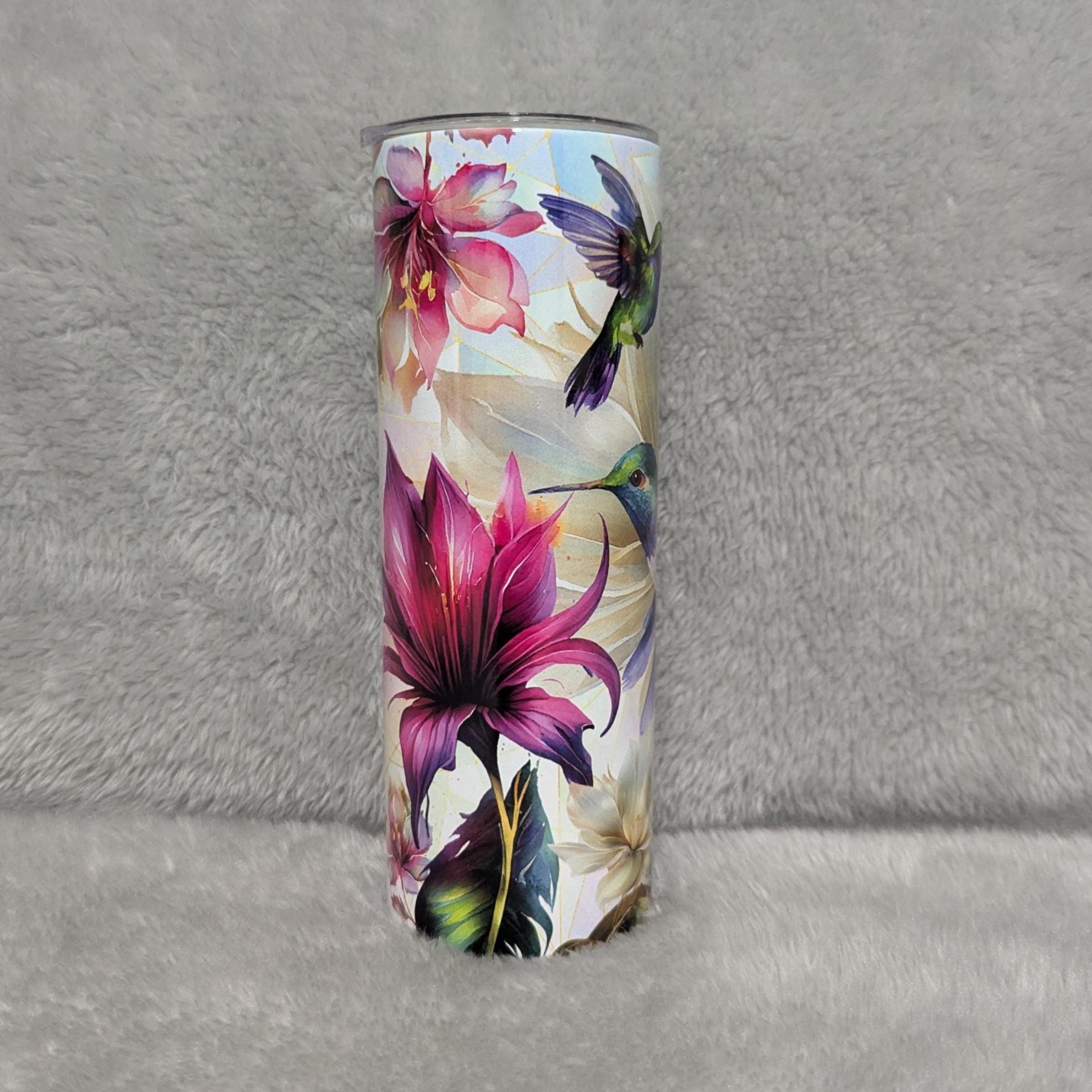 Beautiful Hummingbird Tumbler, Perfect Gift for Nature Lovers, 20oz Tumbler With Straw, Floral hummingbird Tumbler For Hot Or Cold Drinks