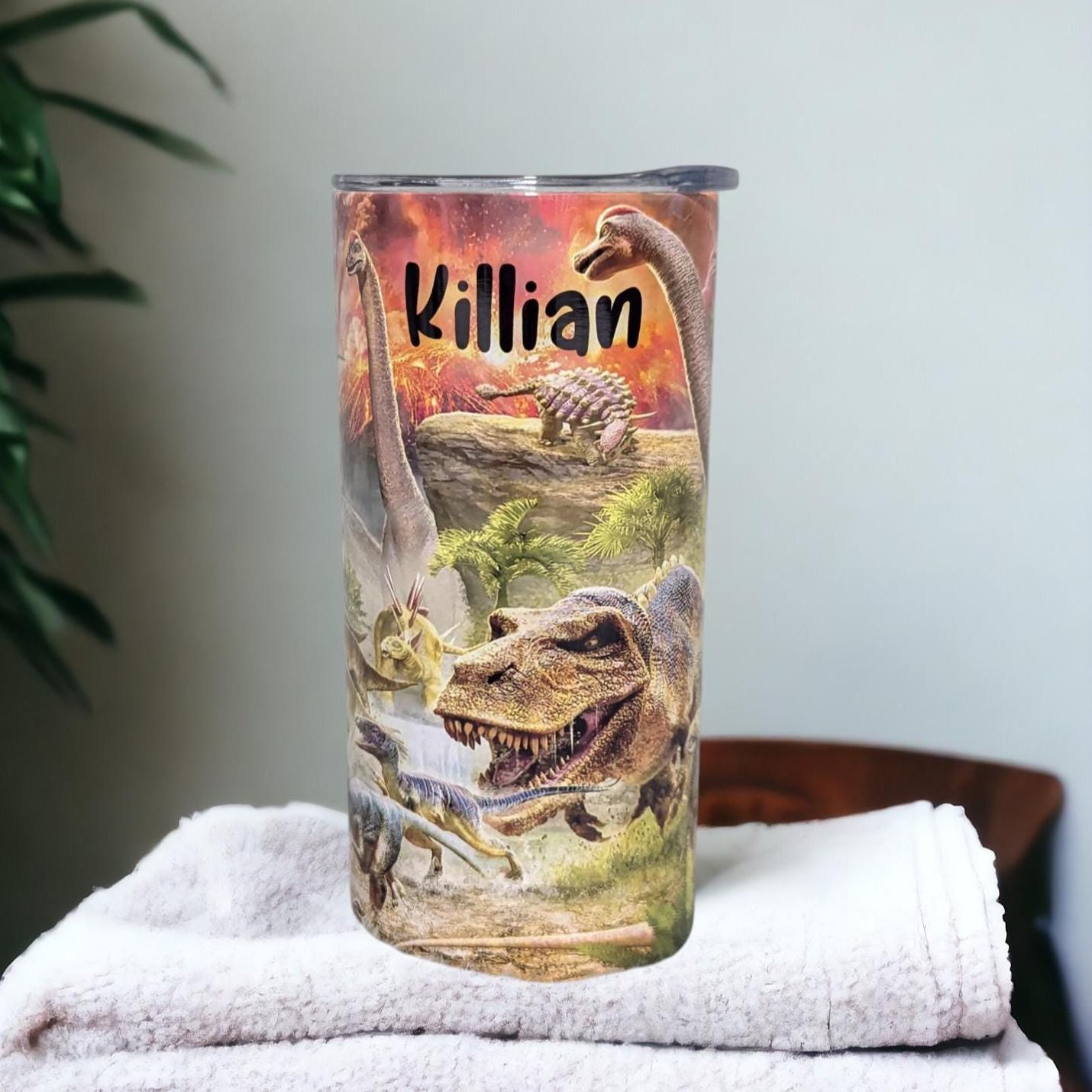 Dinosaur Tumbler, Dinosaur Cup, Kids Personalized Tumbler, Kids Dinosaur Cup With Name, T Rex 15oz tumbler, Insulated Tumbler For Kids
