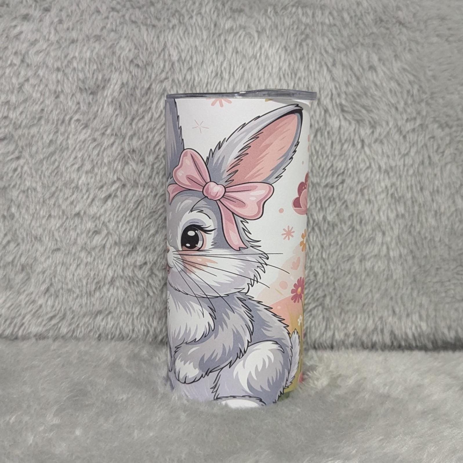 Bunny Rabbit Tumbler Can Be Personalized, Kids Cup With Name, Bunny Gift For Kids, 15oz Tumbler With Reusable Straw, Home Or On The Go