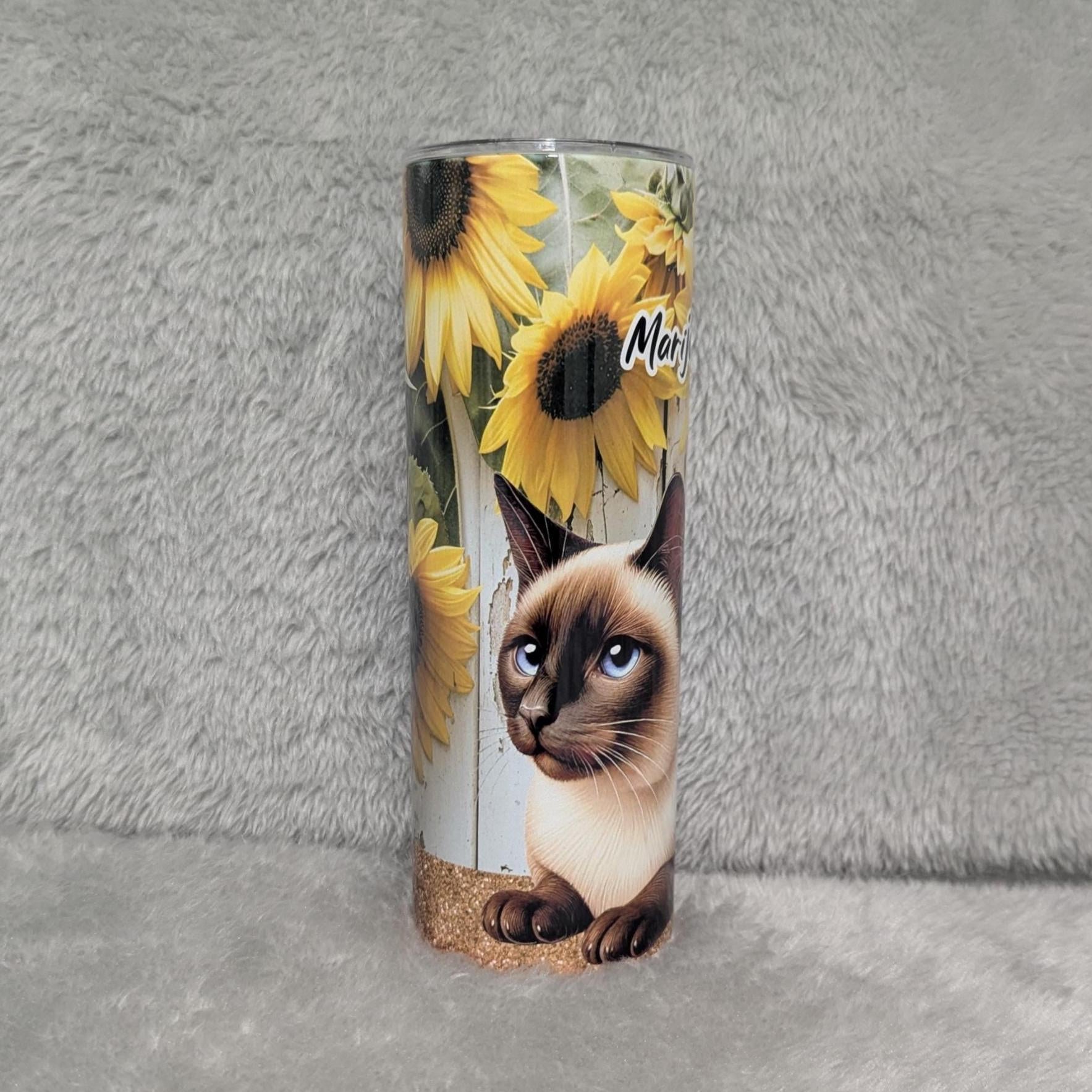 Siamese Cat Tumbler Can Be Personalized, Kitten Gift, Cat Tumbler, Cup With Name, Cat Lover Gift, Animal Gift, 20oz Tumbler With Straw
