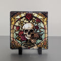 Slate Skull and Roses Picture With Display Legs