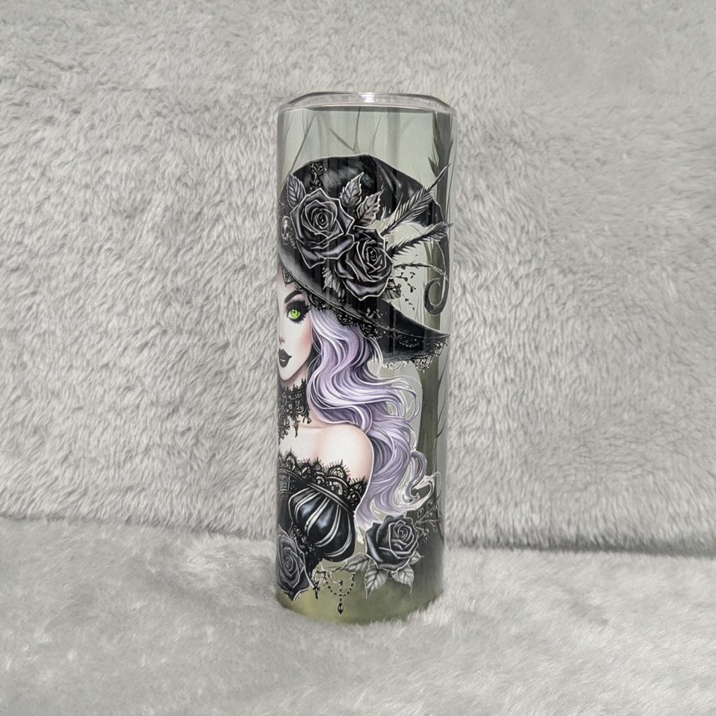 Witch With Black Cat Tumbler Can Be Personalized, Halloween Gift, Gift For Her, 20oz Tumbler With Reusable Straw, Hot Or Cold Beverages