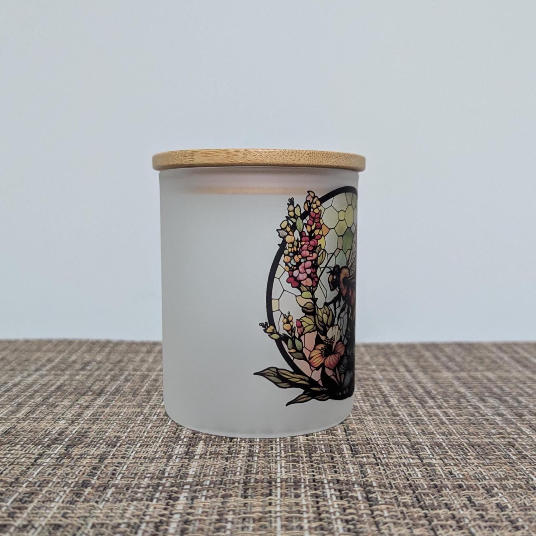 Stained Glass Bee Design Candle Holder With A Battery Operated Flickering Tea Light