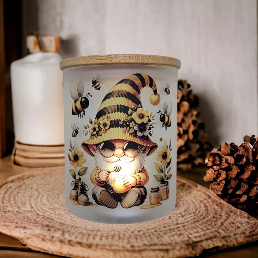 Bee Gnome Candle Holder With A Battery Operated Flickering Tea Light