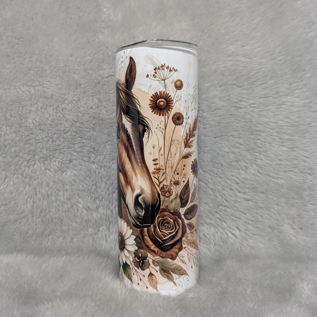 Horse Tumbler with Boho Flowers - Perfect Gift for Animal and Nature Lovers, Can Be Personalized, Cup With Name, Horse Lover Gift For Her