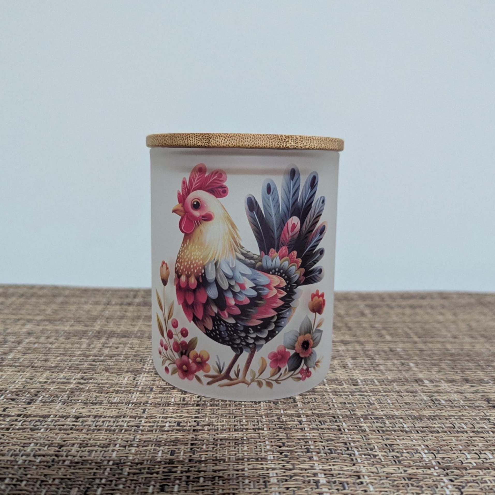 Colorful Chicken Candle Holder With A Battery Operated Flickering Tea Light