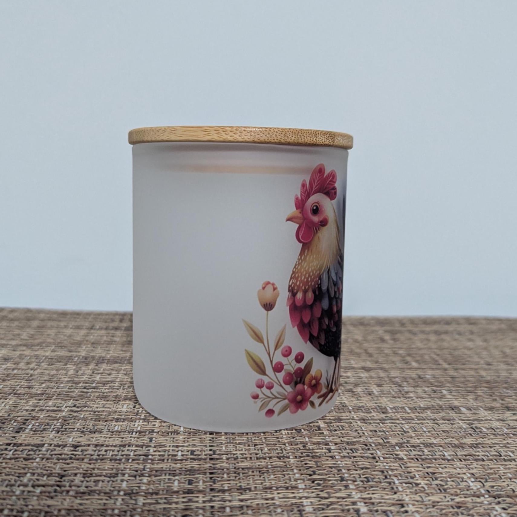 Colorful Chicken Candle Holder With A Battery Operated Flickering Tea Light