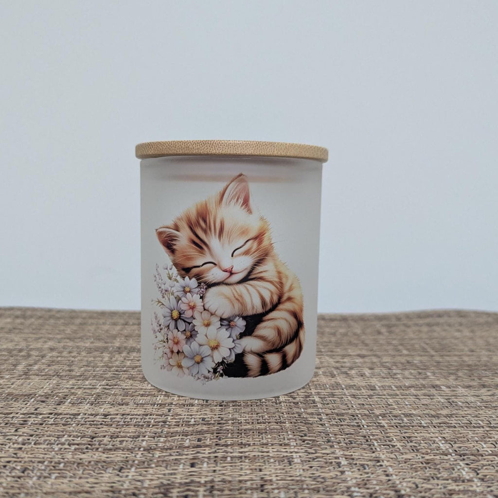 Tabby Kitten Candle Holder With A Battery Operated Flickering Tea Light