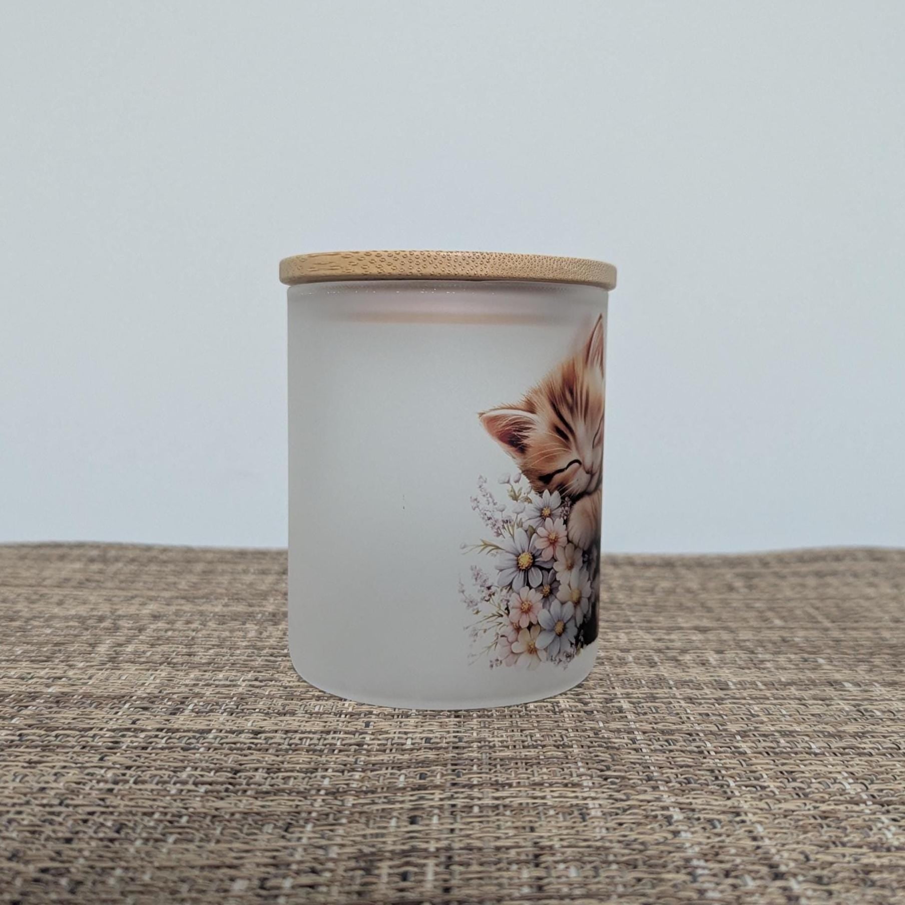 Tabby Kitten Candle Holder With A Battery Operated Flickering Tea Light