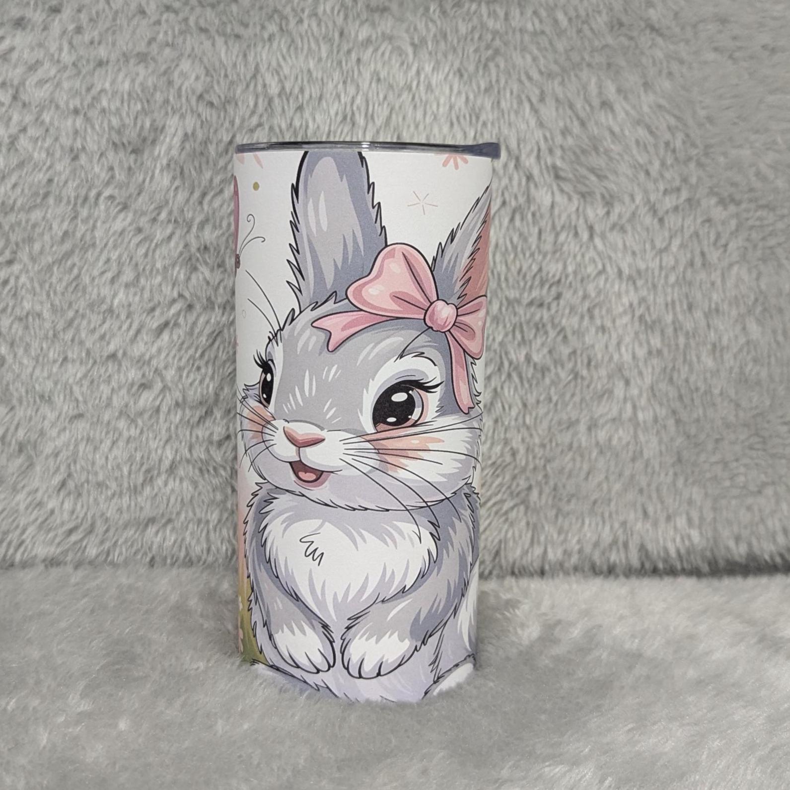 Bunny Rabbit Tumbler Can Be Personalized, Kids Cup With Name, Bunny Gift For Kids, 15oz Tumbler With Reusable Straw, Home Or On The Go