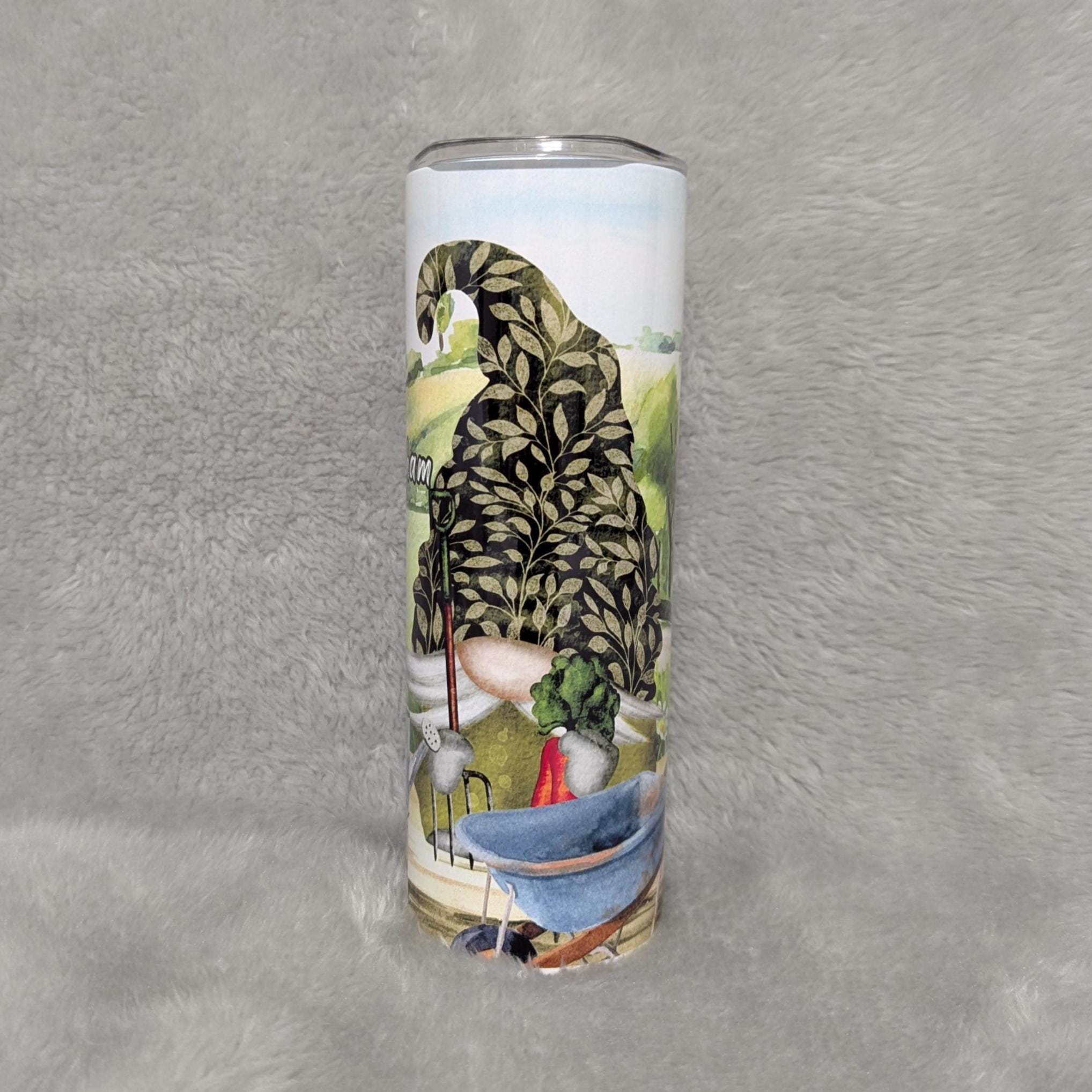 Garden Gnome Tumbler 20oz With Reusable Straw, Can Be Personalized