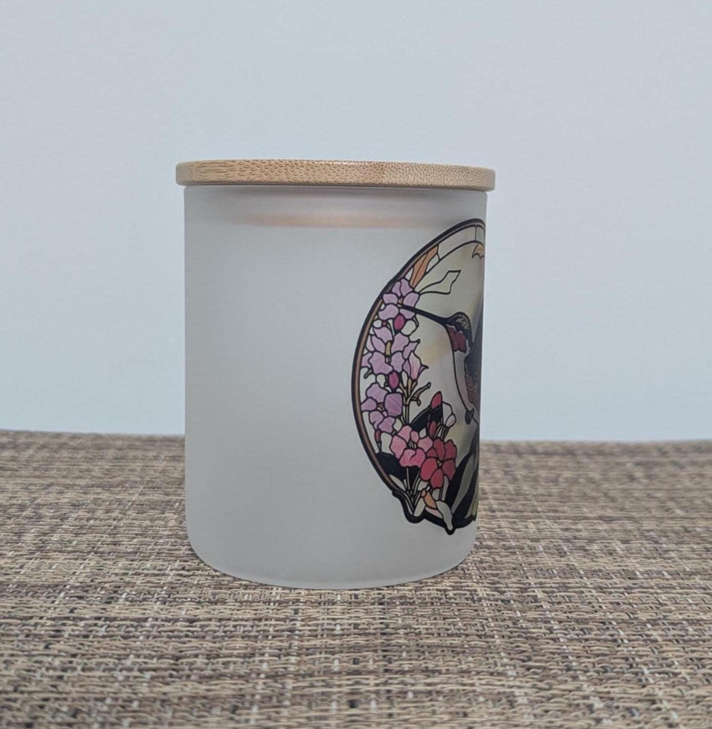 Stained Glass Hummingbird Candle Holder With A Battery Operated Flickering Tea Light