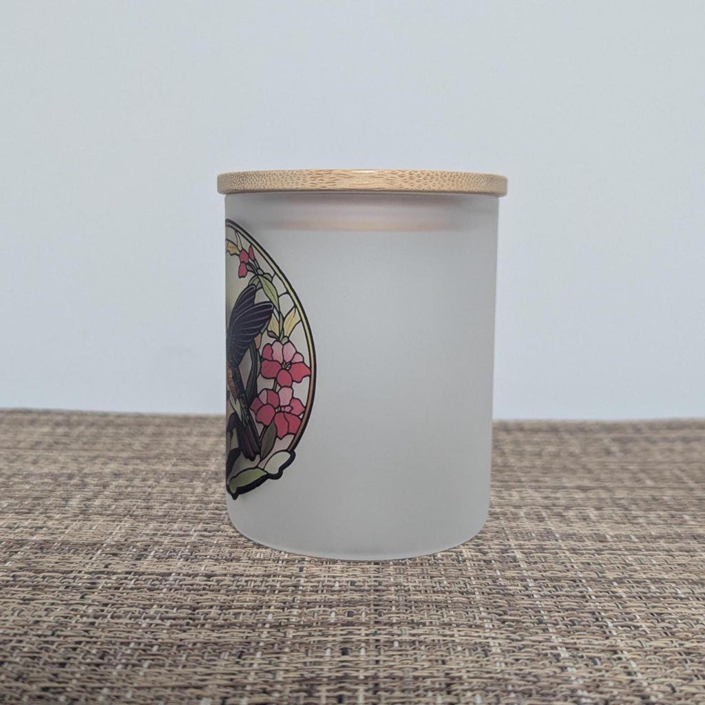 Stained Glass Hummingbird Candle Holder With A Battery Operated Flickering Tea Light