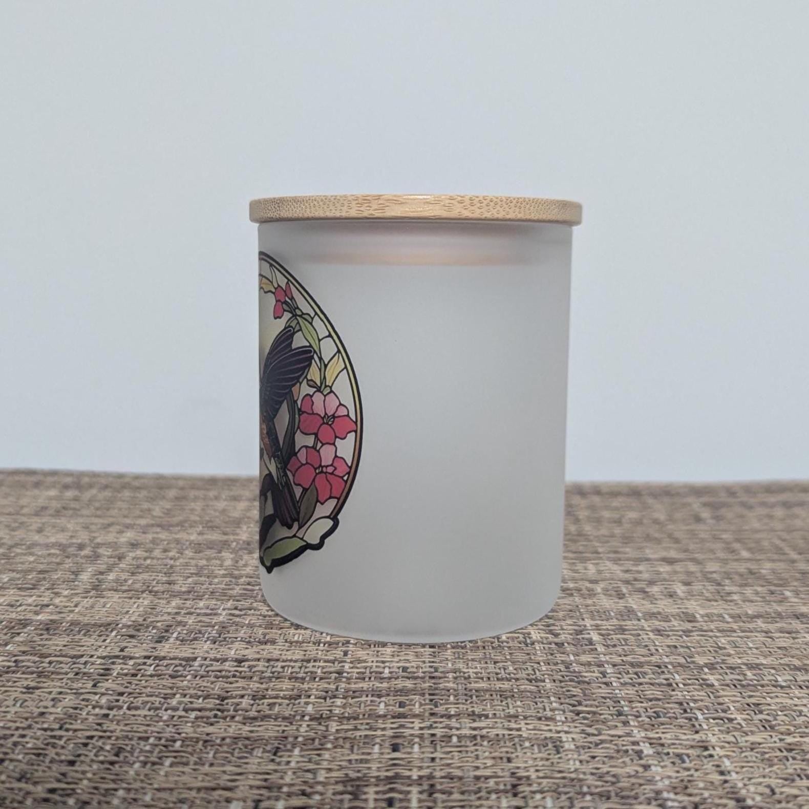 Stained Glass Hummingbird Candle Holder With A Battery Operated Flickering Tea Light