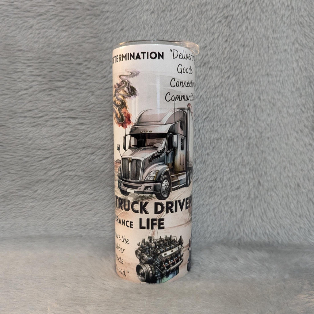 Truck Driver Life Tumbler with Affirmations, Includes A Reusable Straw, Gift For Truck Driver, Truck Driver Appreciation Gift, 20oz Tumbler