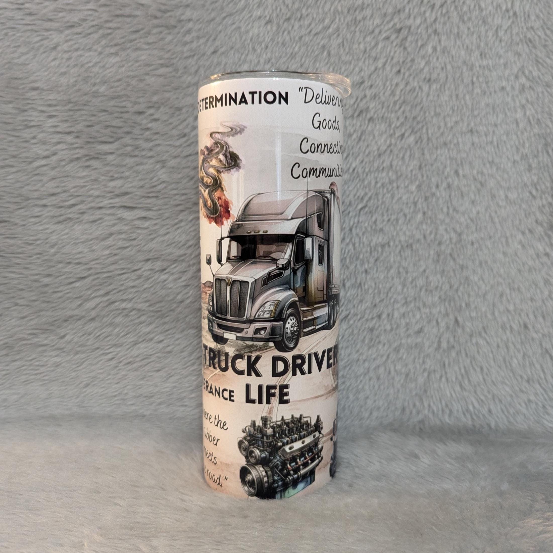 Truck Driver Life Tumbler with Affirmations, Includes A Reusable Straw, Gift For Truck Driver, Truck Driver Appreciation Gift, 20oz Tumbler