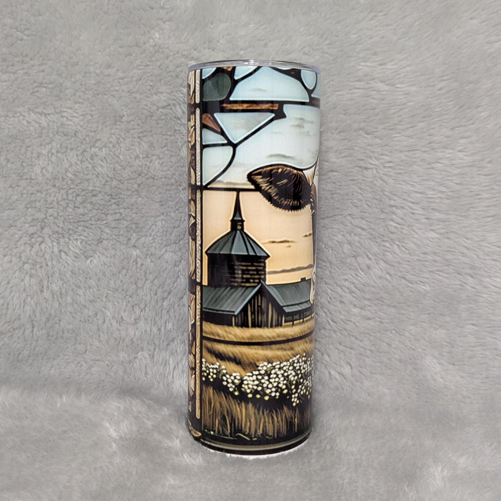 Holstein Cow Tumbler With A Stained Glass Design 20oz With Reusable Straw, Can Be Personalized