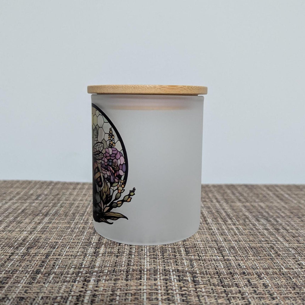 Stained Glass Bee Design Candle Holder With A Battery Operated Flickering Tea Light