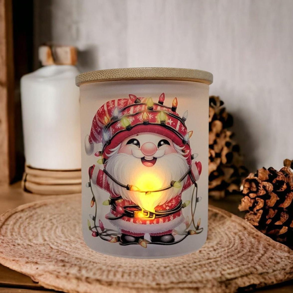 Santa Candle Holder With A Battery Operated Flickering Tea Light