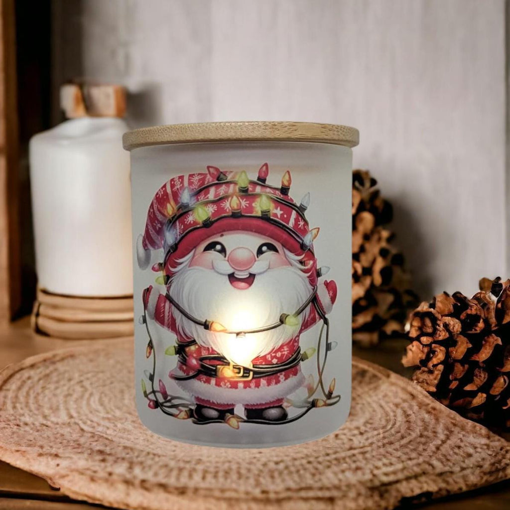 Santa Candle Holder With A Battery Operated Flickering Tea Light