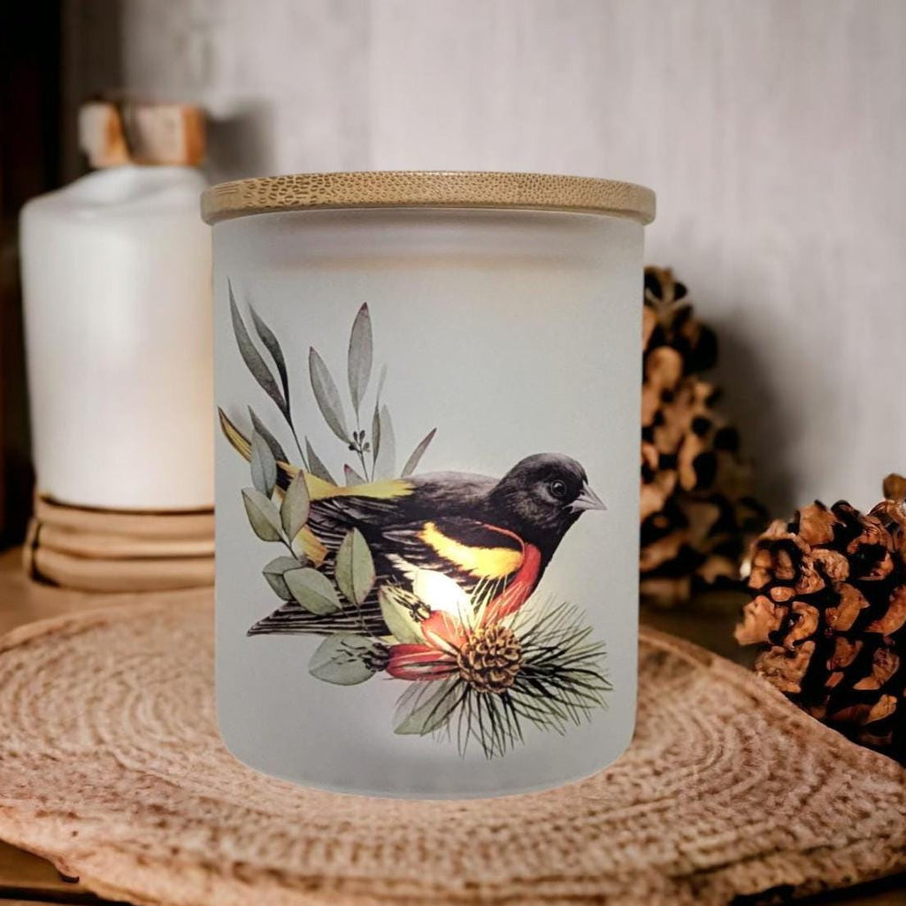 Oriole Bird Candle Holder With A Battery Operated Flickering Tea Light