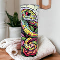 Beautiful Snake Tumbler With A Stained Glass Design 20oz With Reusable Straw, Can Be Personalized