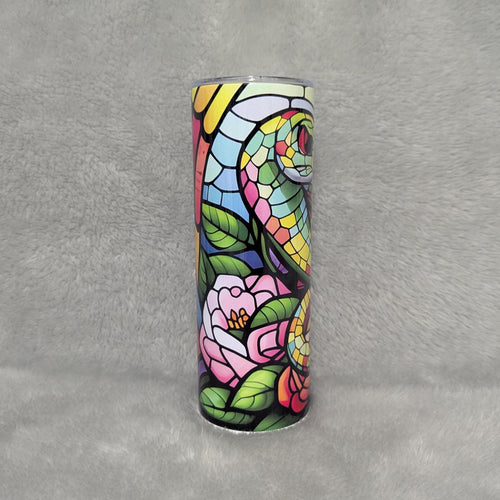 Beautiful Snake Tumbler With A Stained Glass Design 20oz With Reusable Straw, Can Be Personalized