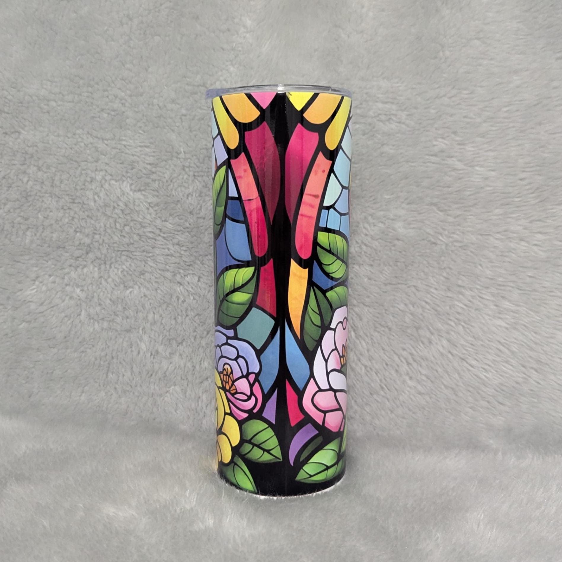 Beautiful Snake Tumbler With A Stained Glass Design 20oz With Reusable Straw, Can Be Personalized