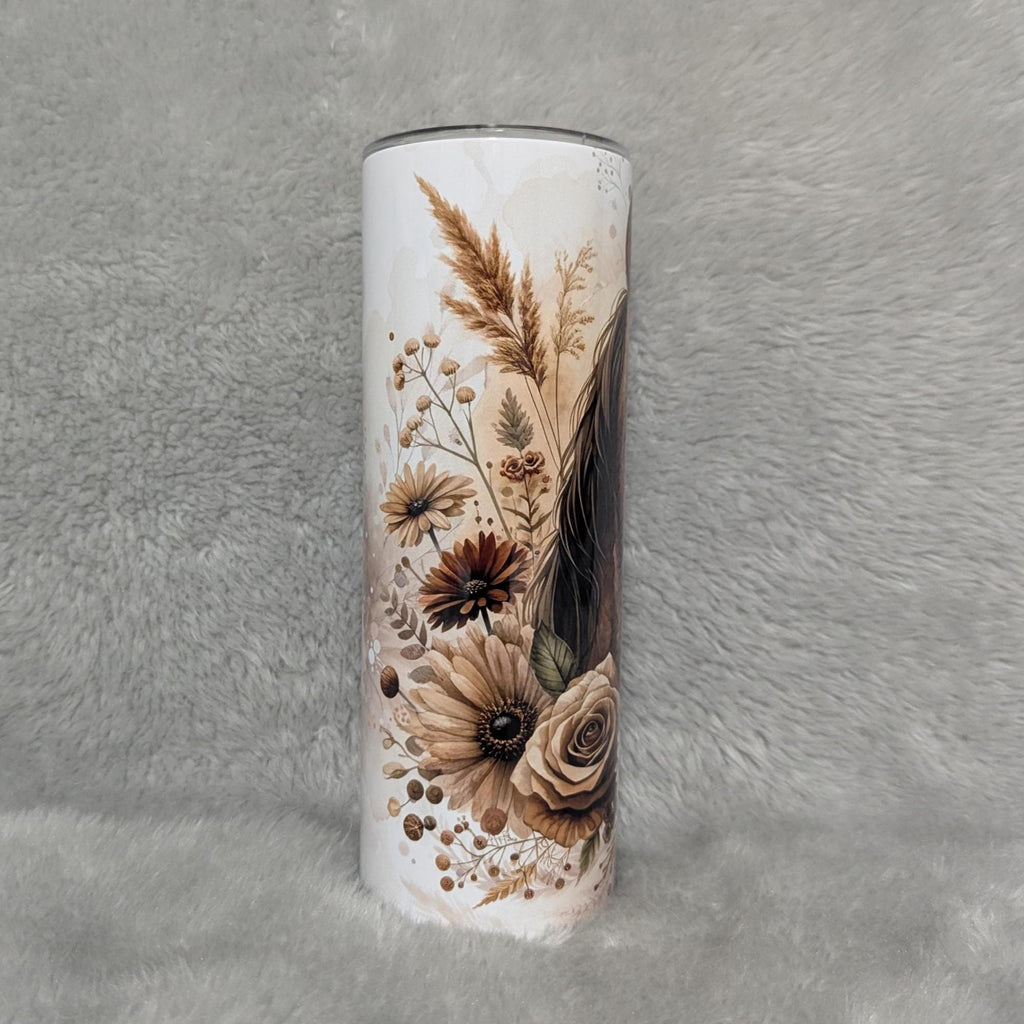Horse Tumbler with Boho Flowers - Perfect Gift for Animal and Nature Lovers, Can Be Personalized, Cup With Name, Horse Lover Gift For Her
