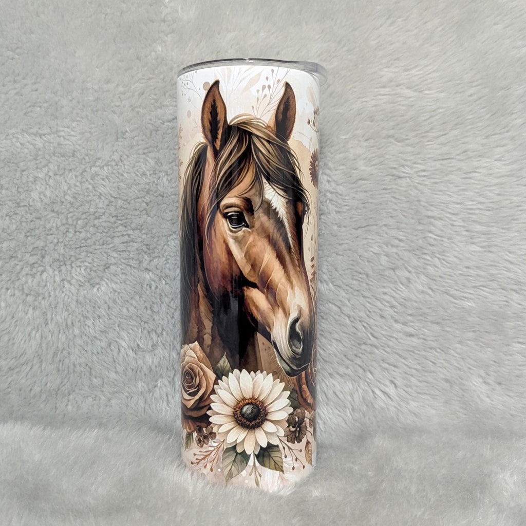 Horse Tumbler with Boho Flowers - Perfect Gift for Animal and Nature Lovers, Can Be Personalized, Cup With Name, Horse Lover Gift For Her