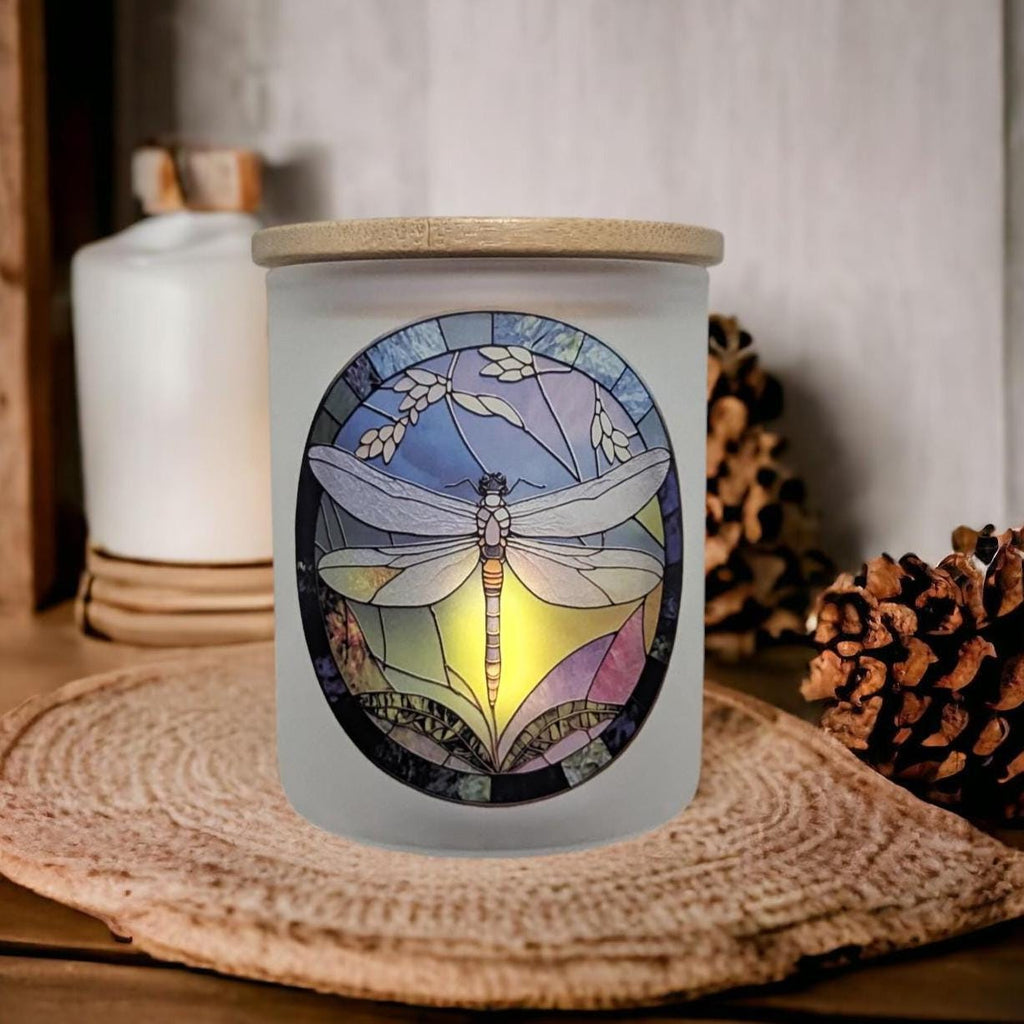 Dragonfly Candle Holder With A Battery Operated Flickering Tea Light