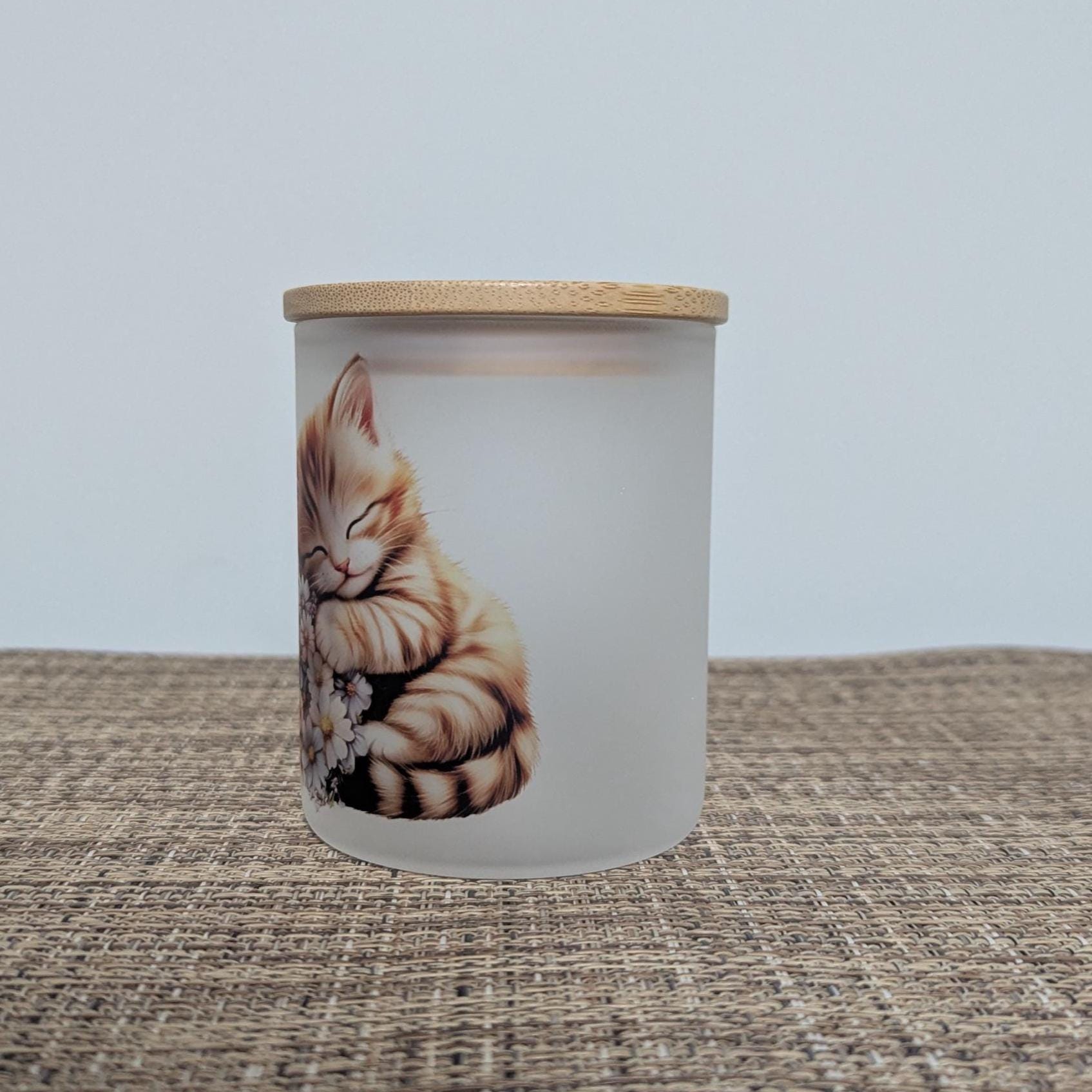 Tabby Kitten Candle Holder With A Battery Operated Flickering Tea Light