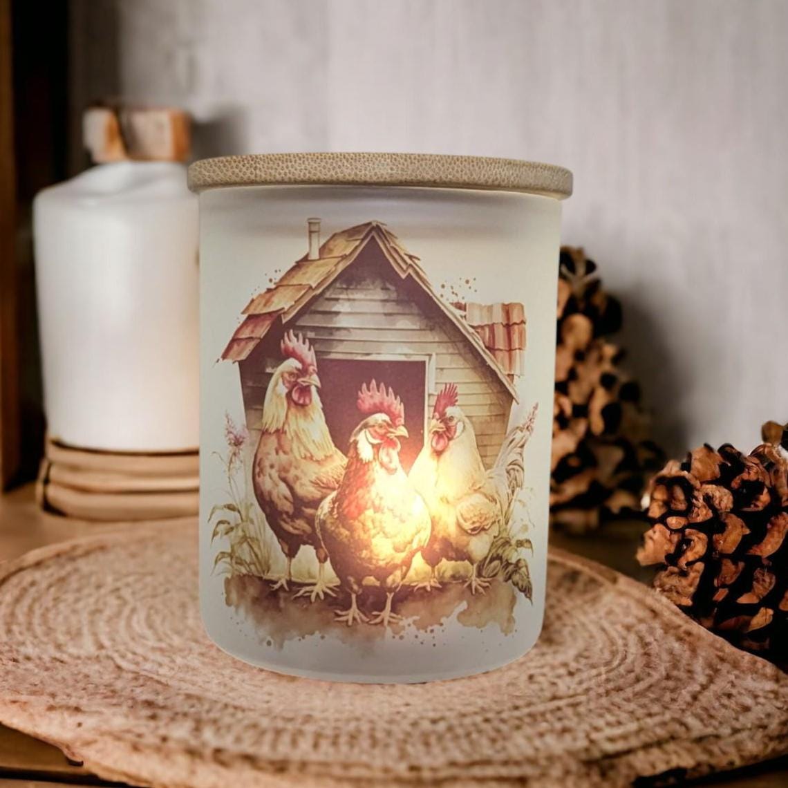 Chicken Candle Holder With A Battery Operated Flickering Tea Light - Chicken Home Decor, Chicken Gift, Farm Decor, Chicken Decor