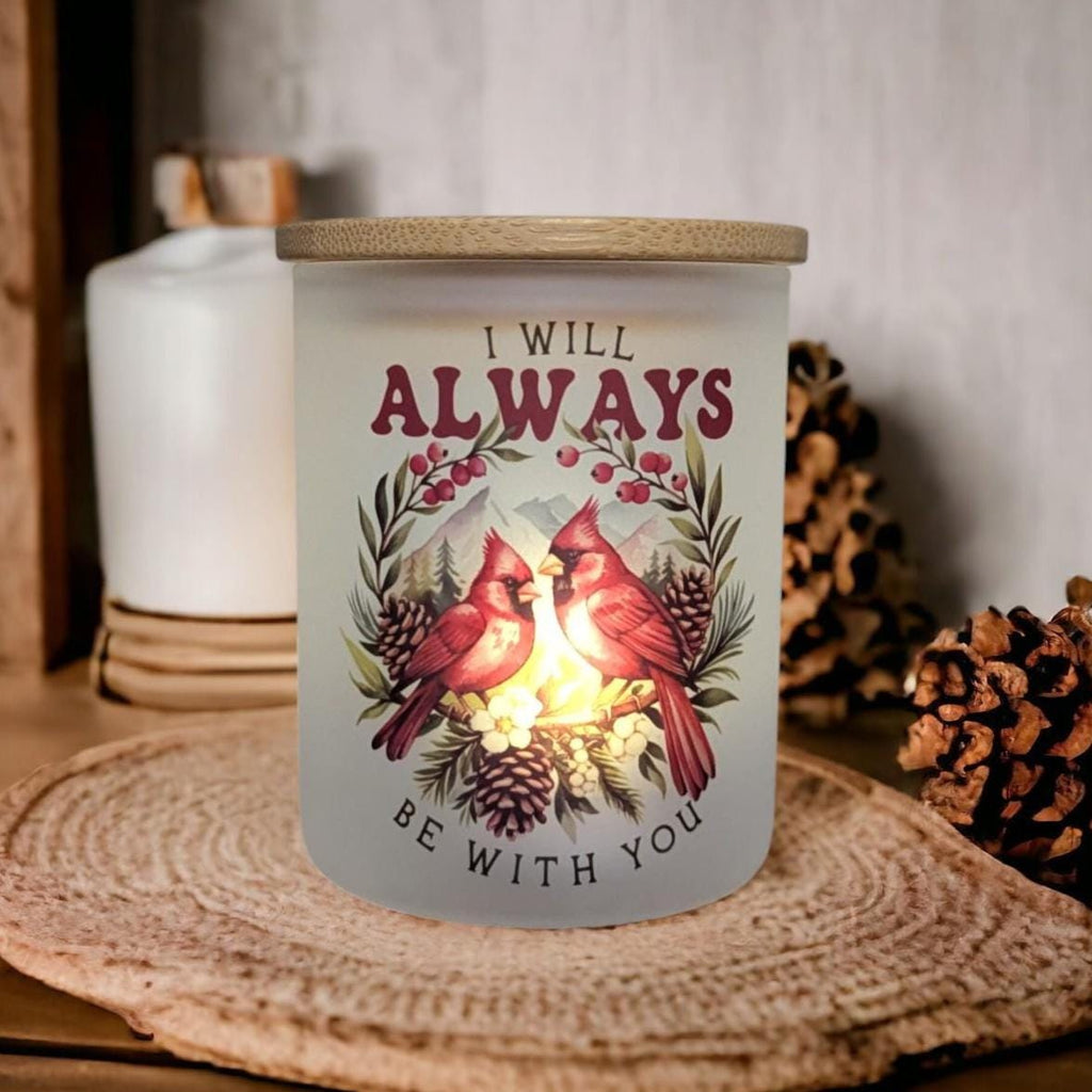 Cardinal Candle Holder With A Battery Operated Flickering Tea Light, I will Always Be With You Cardinal Candle