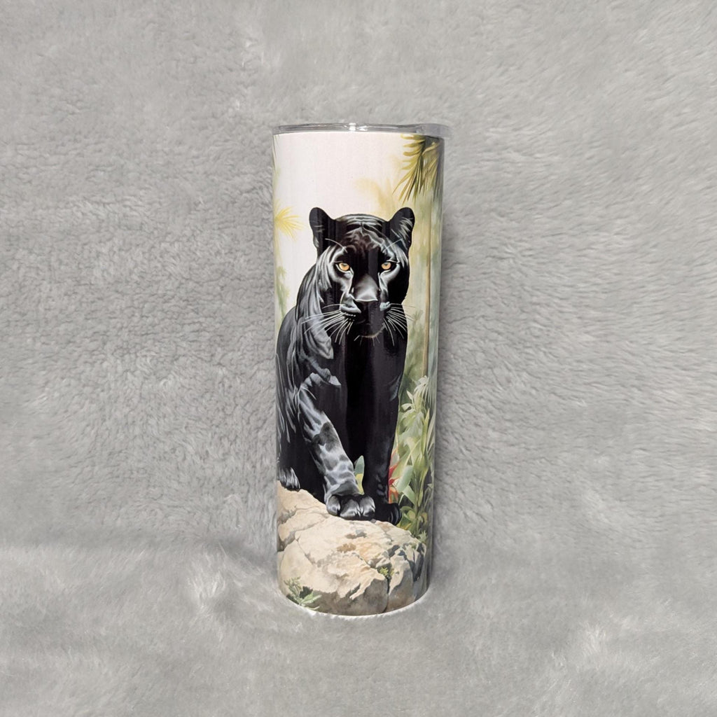 Black Panther Tumbler 20oz With Reusable Straw, Can Be Personalized