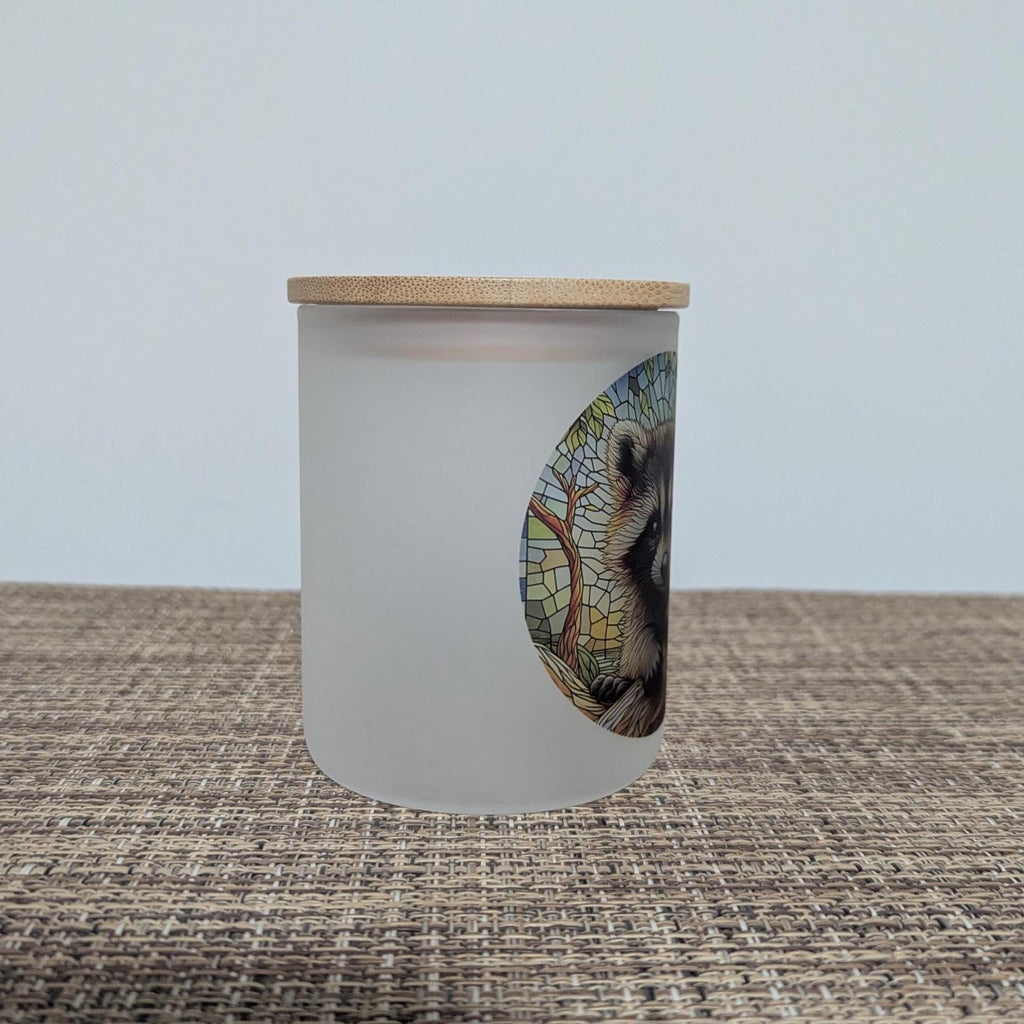 Raccoon Candle Holder With A Battery Operated Flickering Tea Light