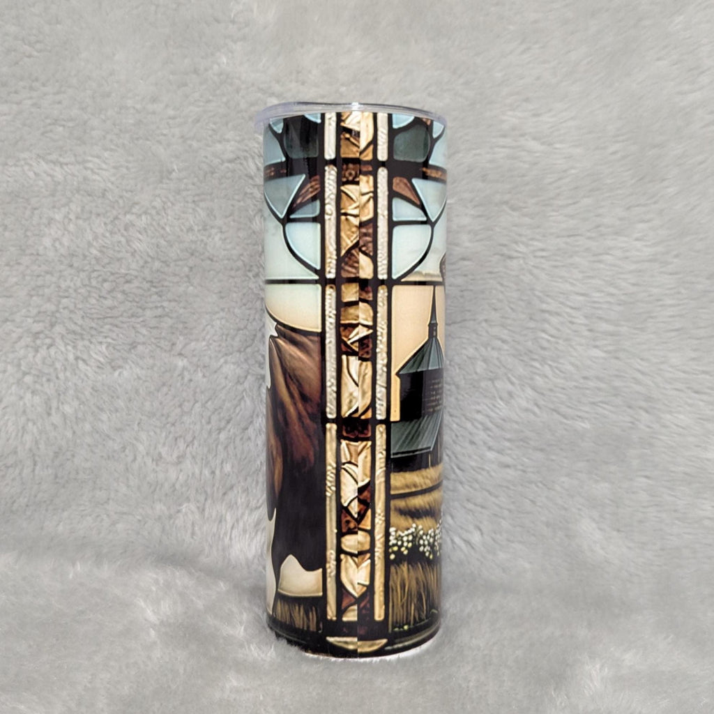 Holstein Cow Tumbler With A Stained Glass Design 20oz With Reusable Straw, Can Be Personalized