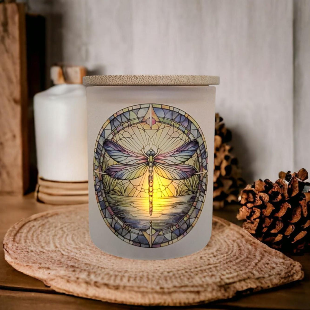 Blue Dragonfly Candle Holder With A Battery Operated Flickering Tea Light